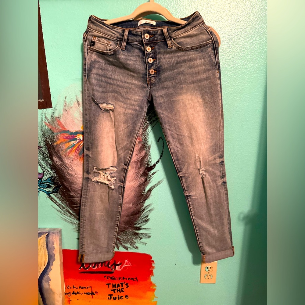 Kancan button fly ankle jeans